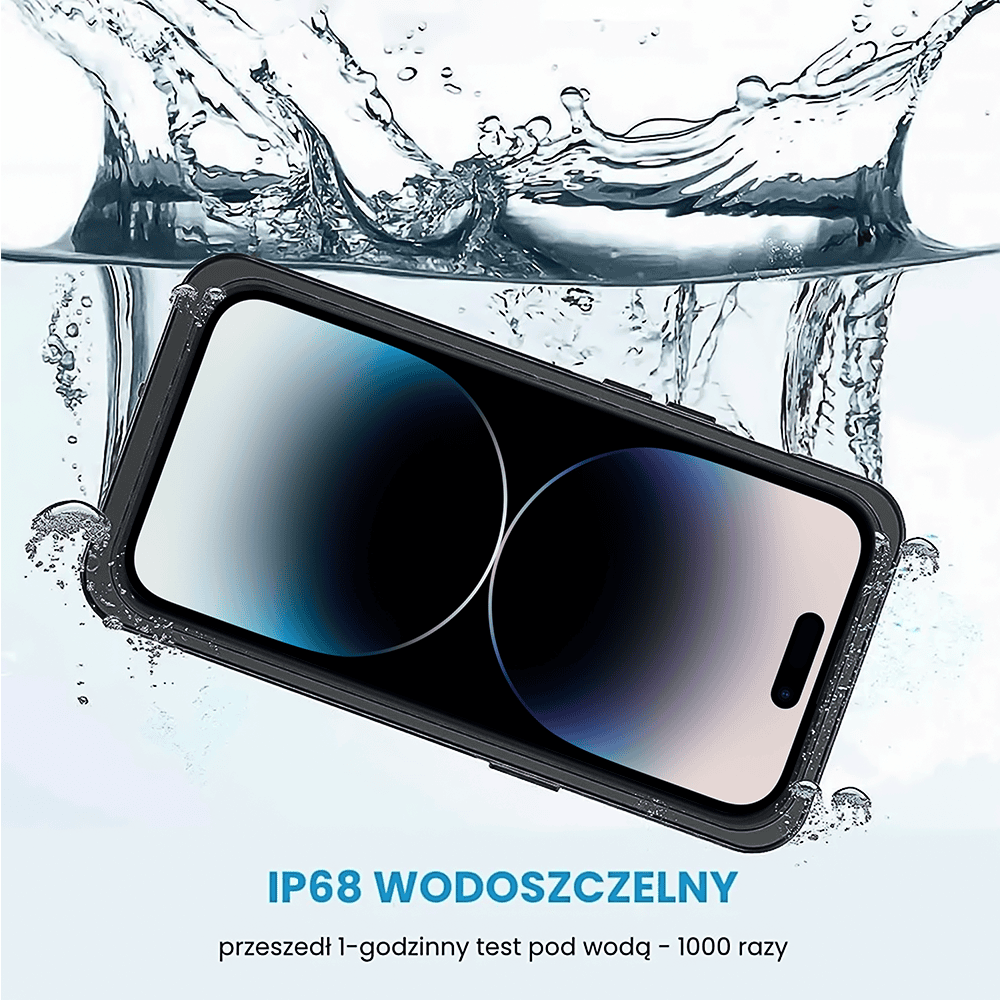 Obudowa wodoodporna do iPhone 14 Pro, pancerna 360°, czarna