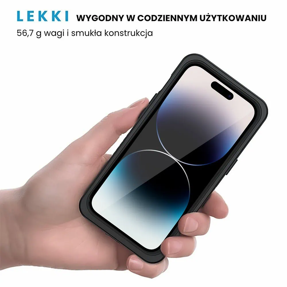 Obudowa wodoodporna do iPhone 14 Pro, pancerna 360°, czarna