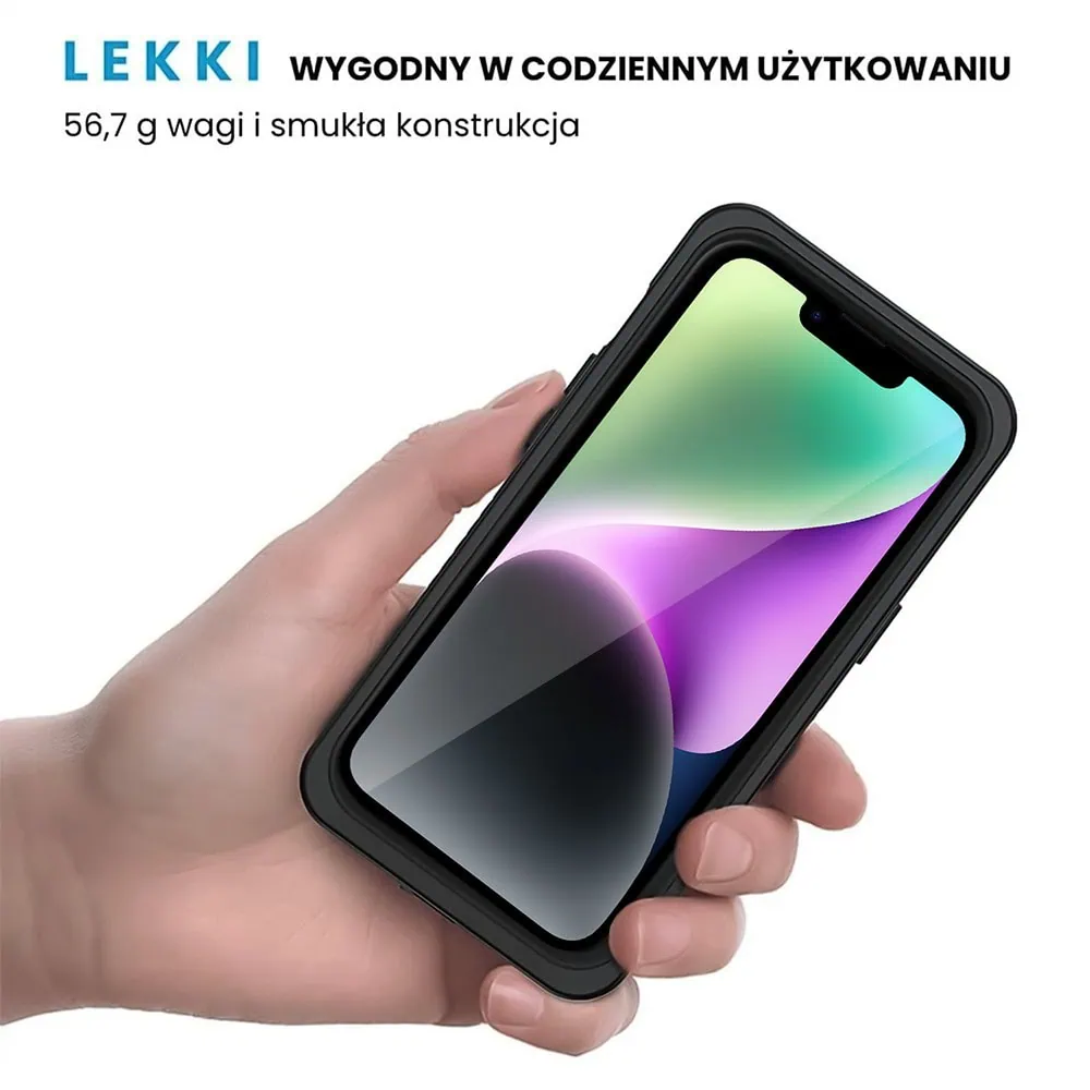 Obudowa wodoodporna do iPhone 14, pancerna 360°, czarna