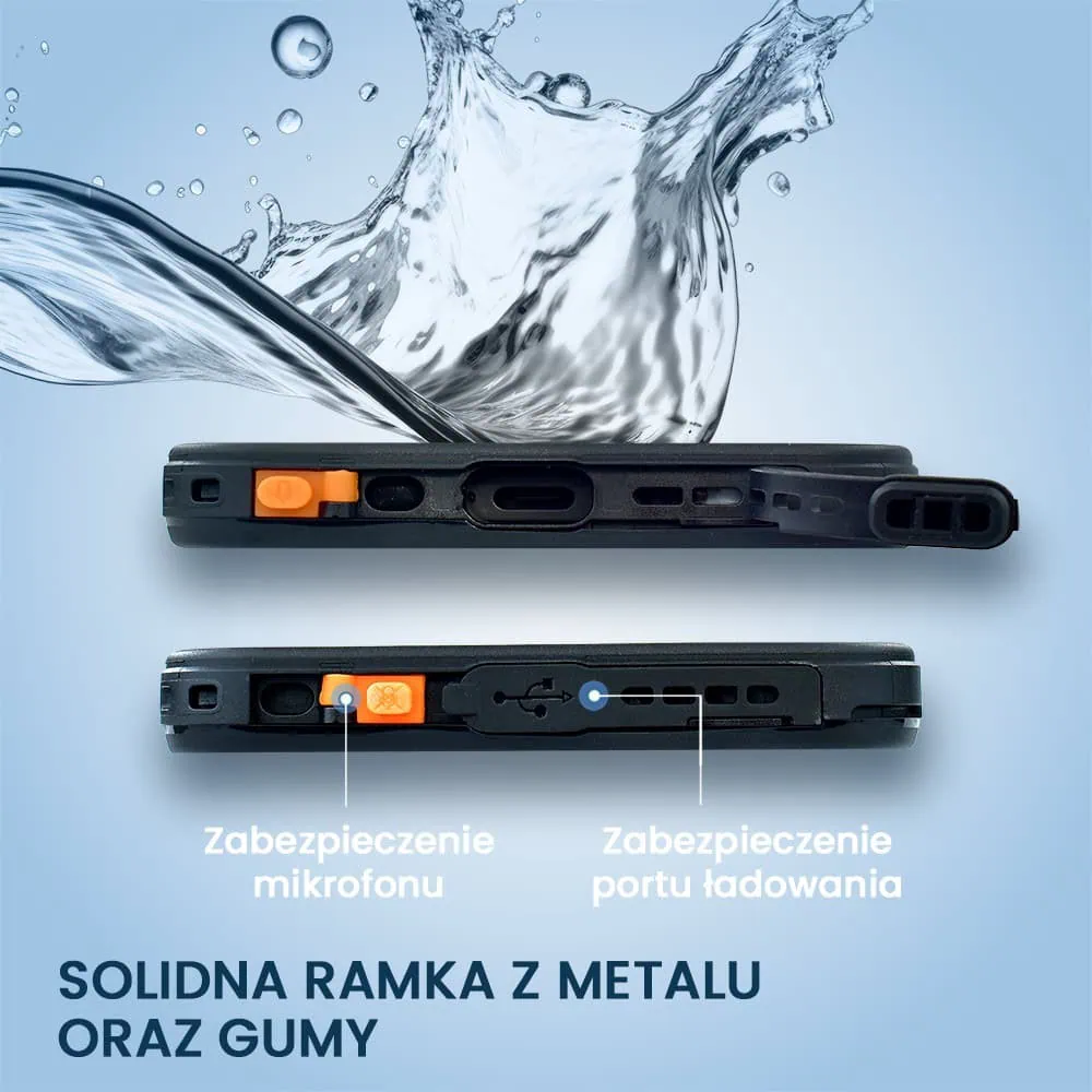 Obudowa wodoodporna do iPhone 16 Plus, pancerna 360°, czarna