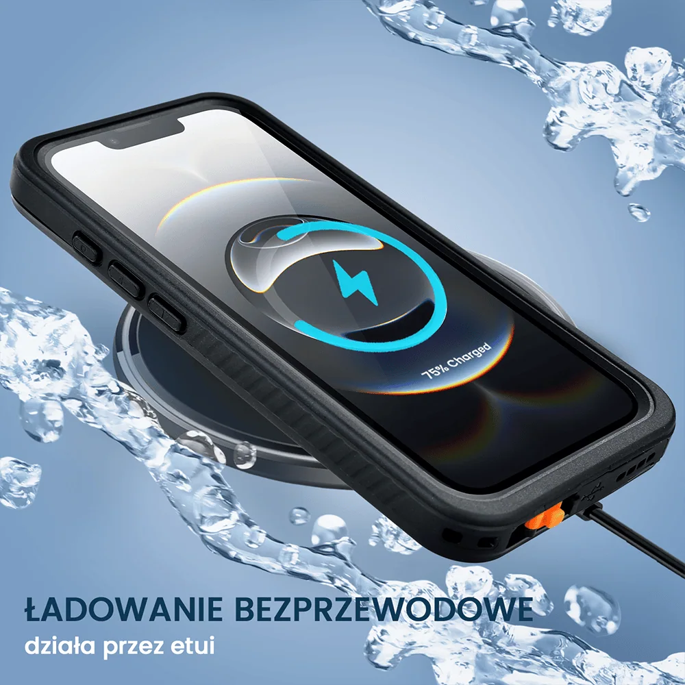 Obudowa wodoodporna do iPhone 16e, pancerna 360°, czarna