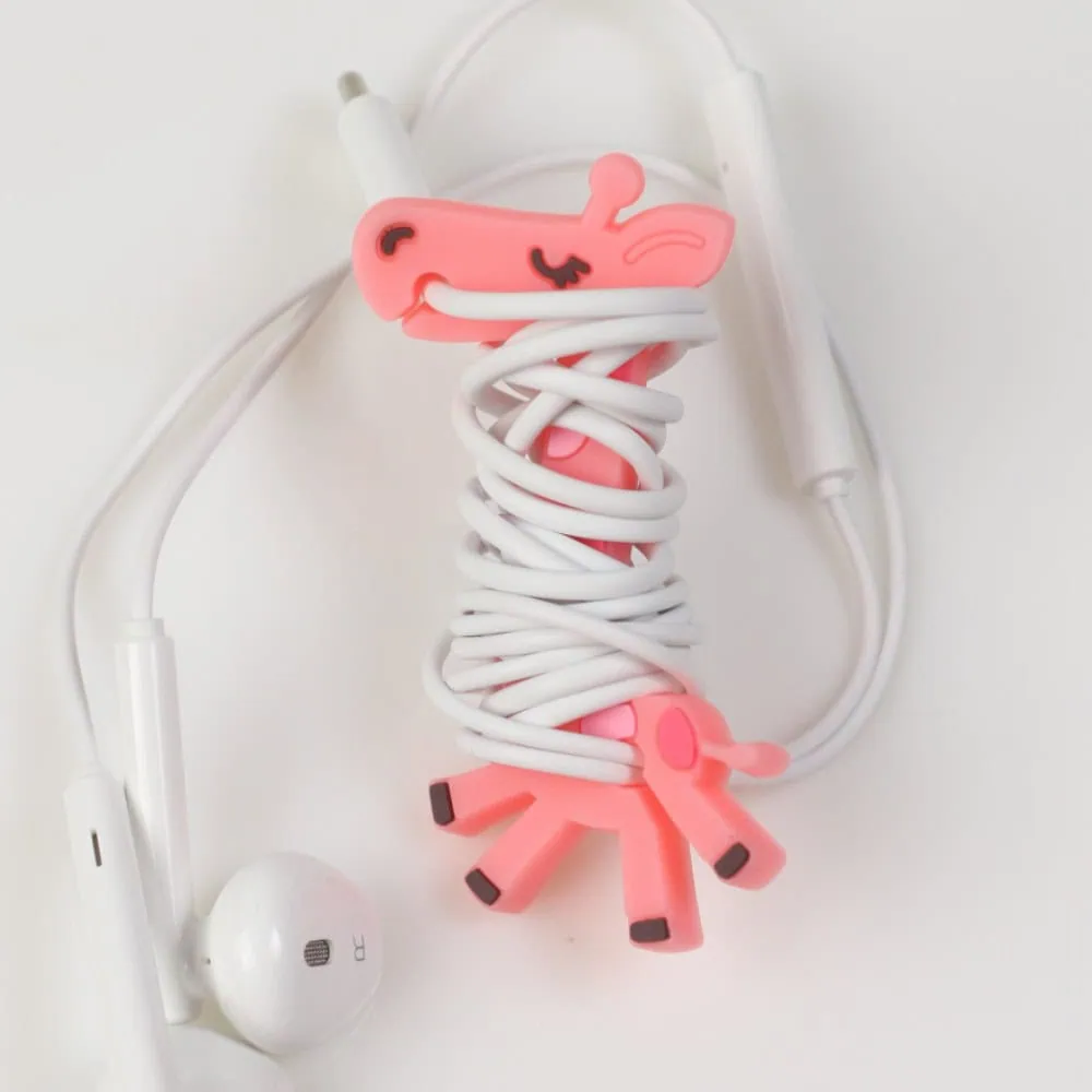 Zestaw trzech orgaznierów, zwijaczy do kabli, żyrafa, różowy