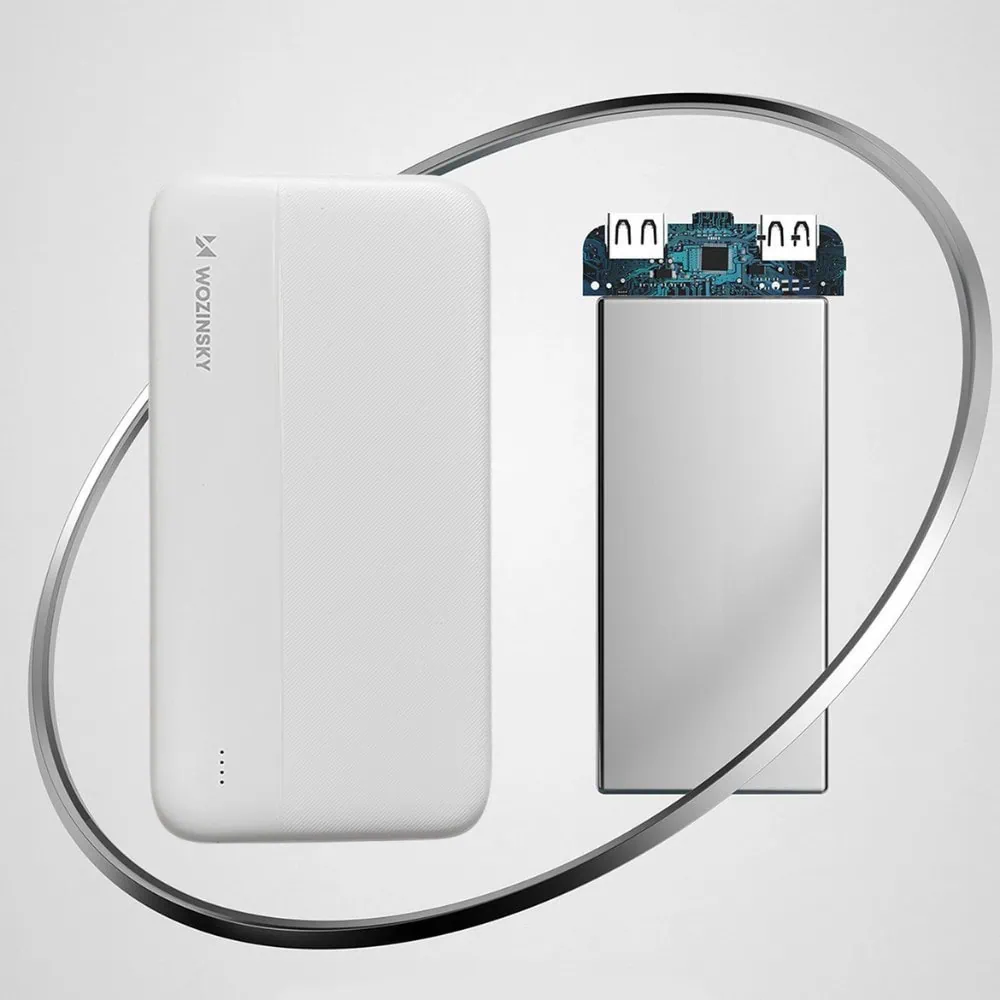 Power bank 10000 mAh 2w1 (2xUSB), biały