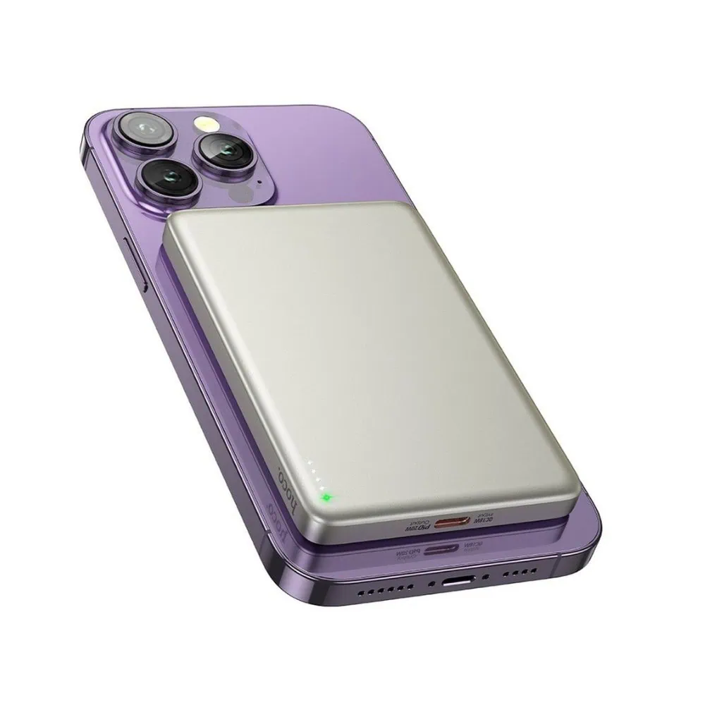 Power bank MagSafe UltraSlim 5000 mAh, ładowanie bezprzewodowe, złoty tytan