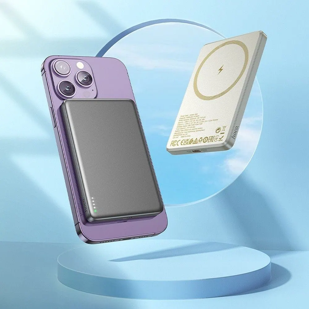 Power bank MagSafe UltraSlim 5000 mAh, ładowanie bezprzewodowe, złoty tytan