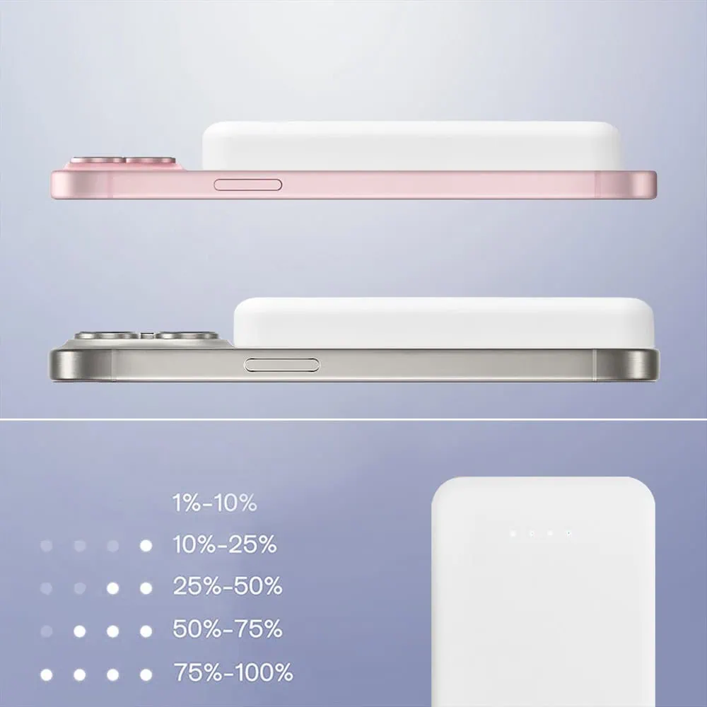 Power bank Magsafe 5000mAh ładowanie bezprzewodowe iPhone 16/15/14/13/12, kot bombajski, biały