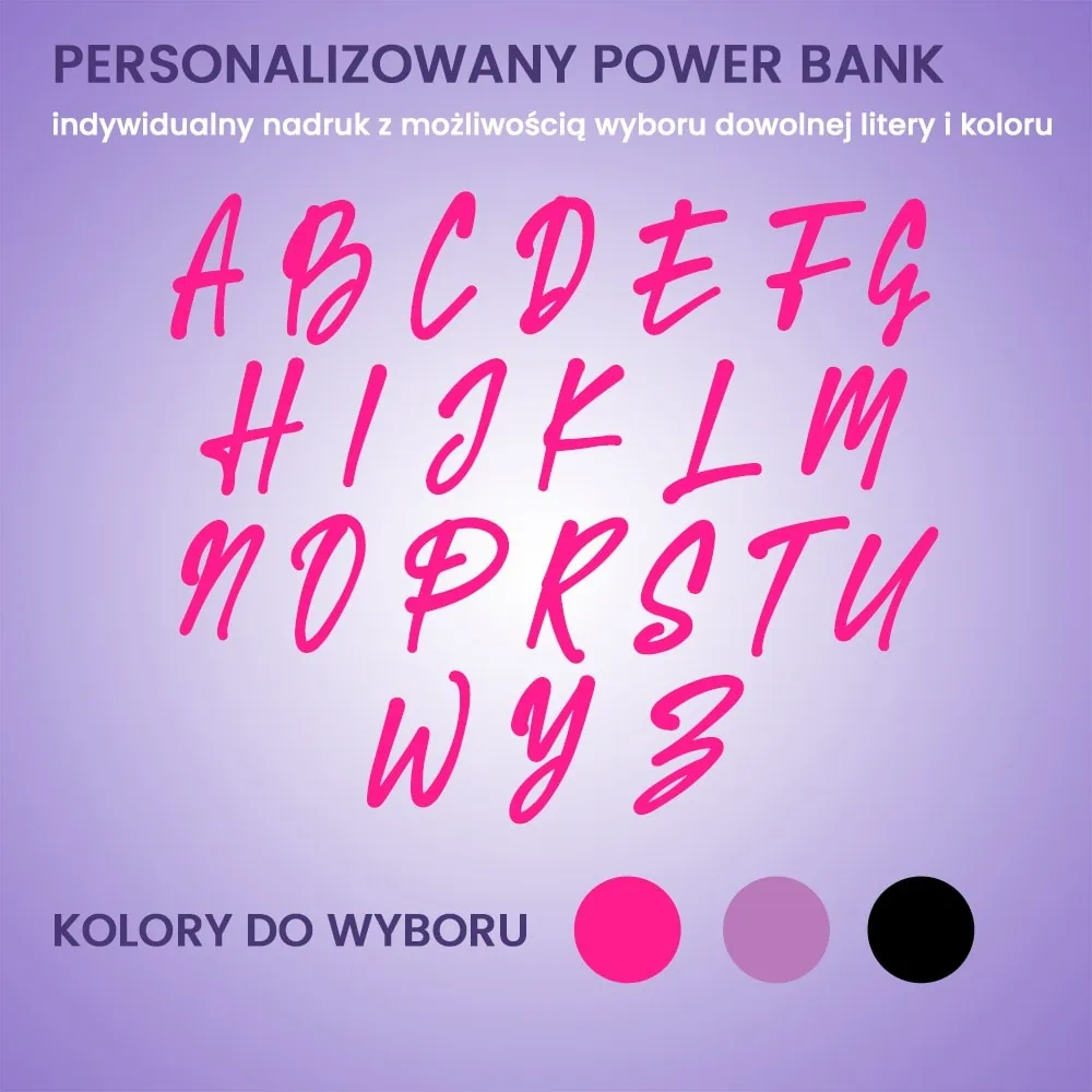 Power bank Magsafe 5000mAh ładowanie bezprzewodowe iPhone 16/15/14/13/12, wzór ręczna czcionka z literką, biały