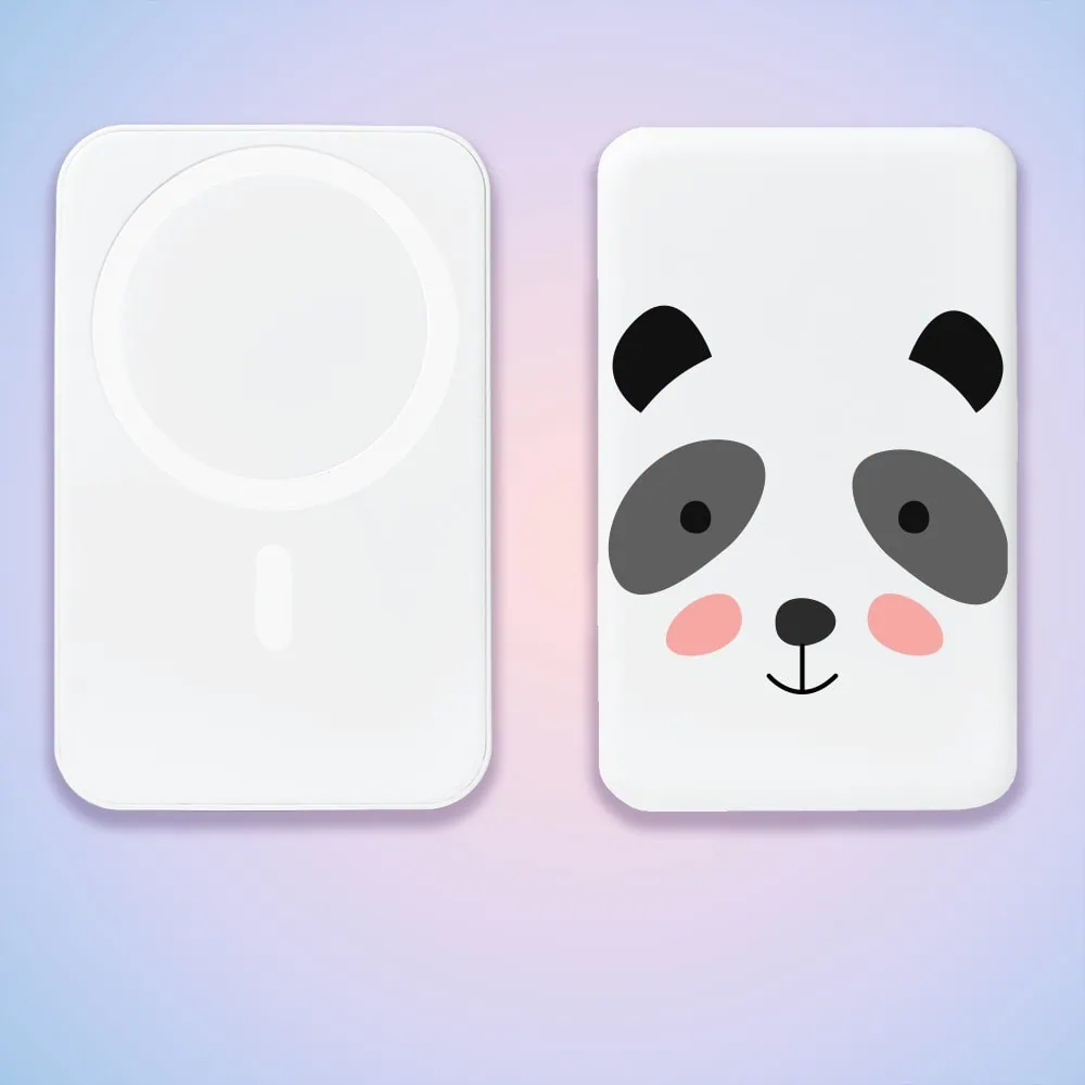 Power bank Magsafe 5000mAh ładowanie bezprzewodowe iPhone 16/15/14/13/12, panda, biały