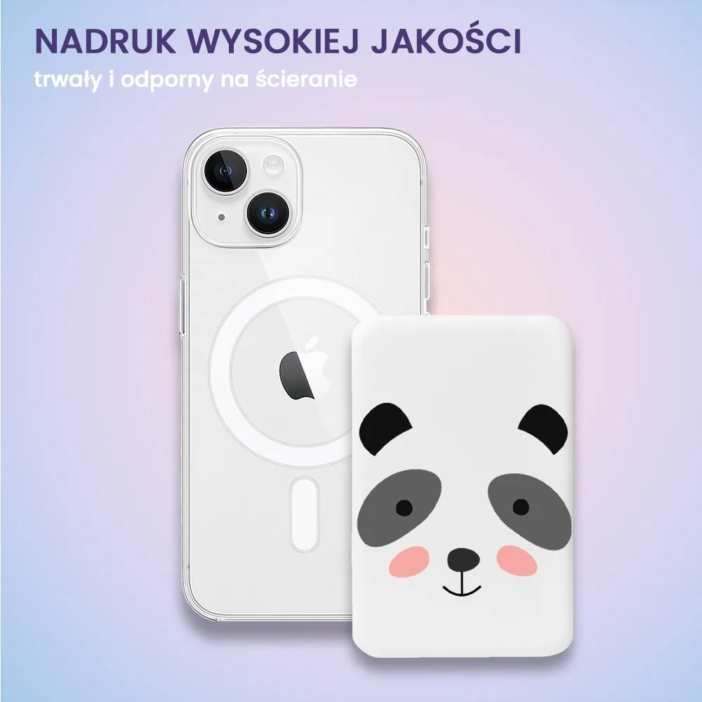 Power bank Magsafe 5000mAh ładowanie bezprzewodowe iPhone 16/15/14/13/12, panda, biały