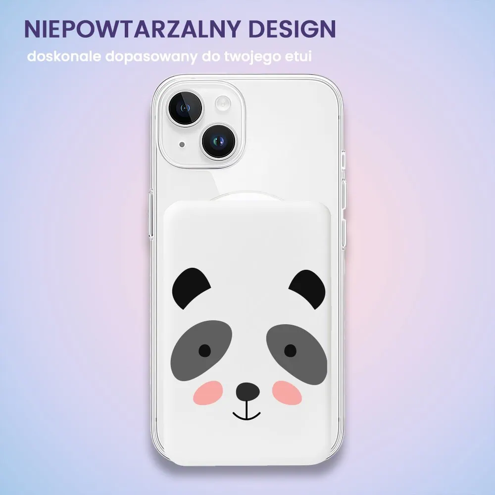 Power bank Magsafe 5000mAh ładowanie bezprzewodowe iPhone 16/15/14/13/12, panda, biały