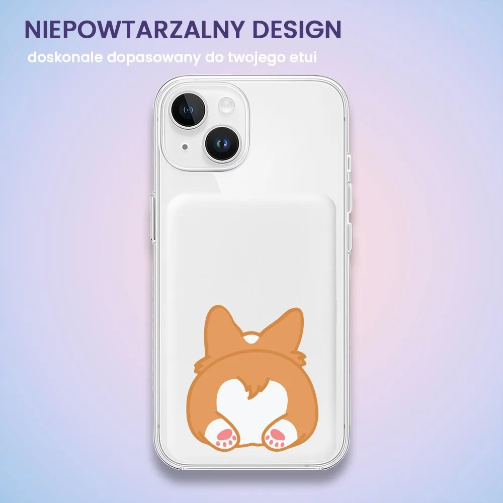 Power bank Magsafe 5000mAh ładowanie bezprzewodowe iPhone 16/15/14/13/12, pies corgi, biały