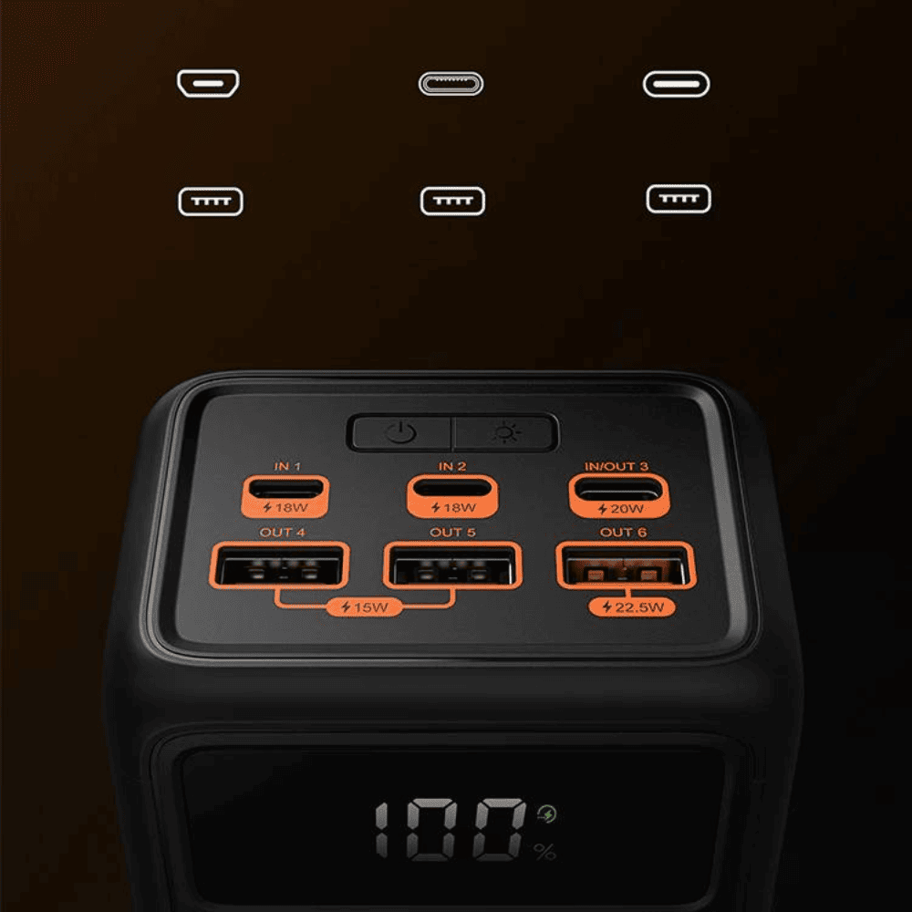 Power bank Power Tank 50000 mAh 3x USB, Lightning, USB Typ C, micro USB, PD 22.5W, czarny