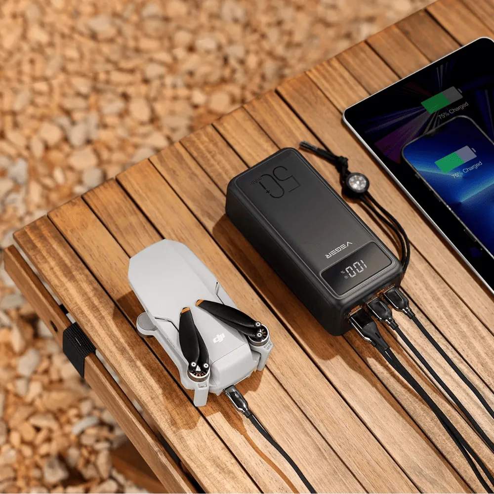 Power bank Power Tank 50000 mAh 3x USB, Lightning, USB Typ C, micro USB, PD 22.5W, czarny