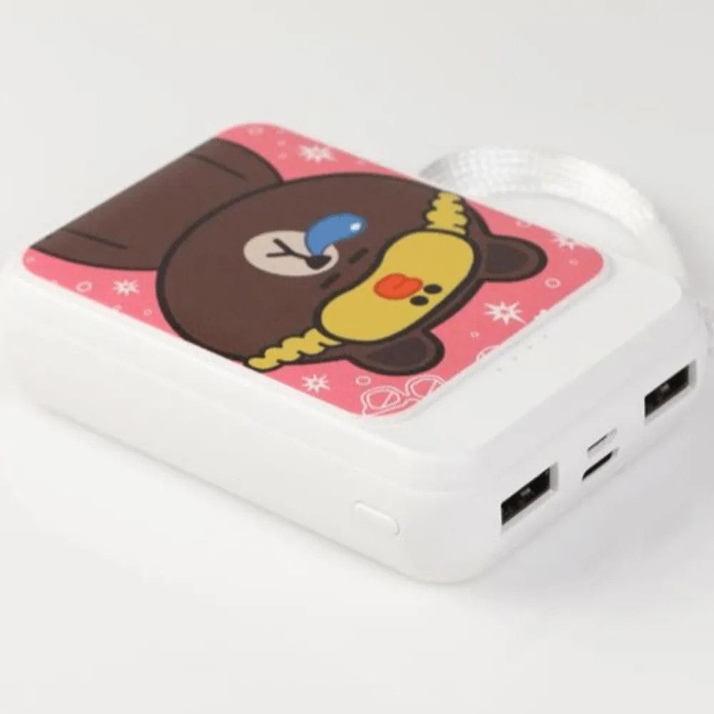 Power bank akumulator 8000 mAh, (2x USB, micro USB, USB Typ C), płaczący miś, biały