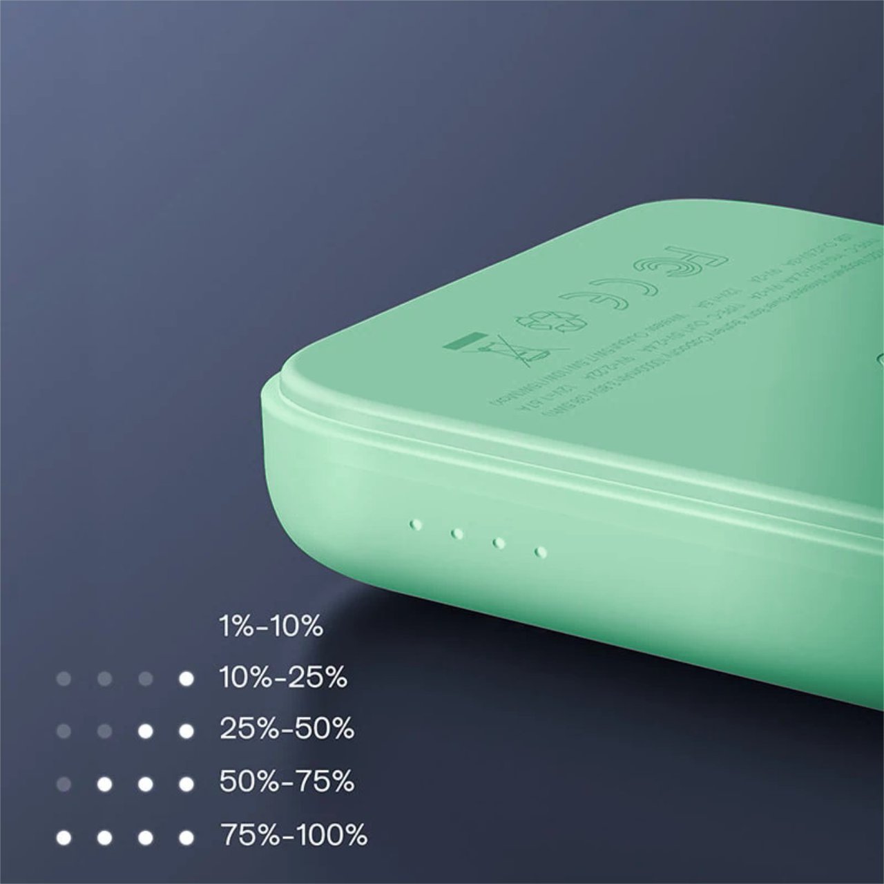 Power bank akumulator MagSafe 10000mAh, bezprzewodowe ładowanie, jasno zielony