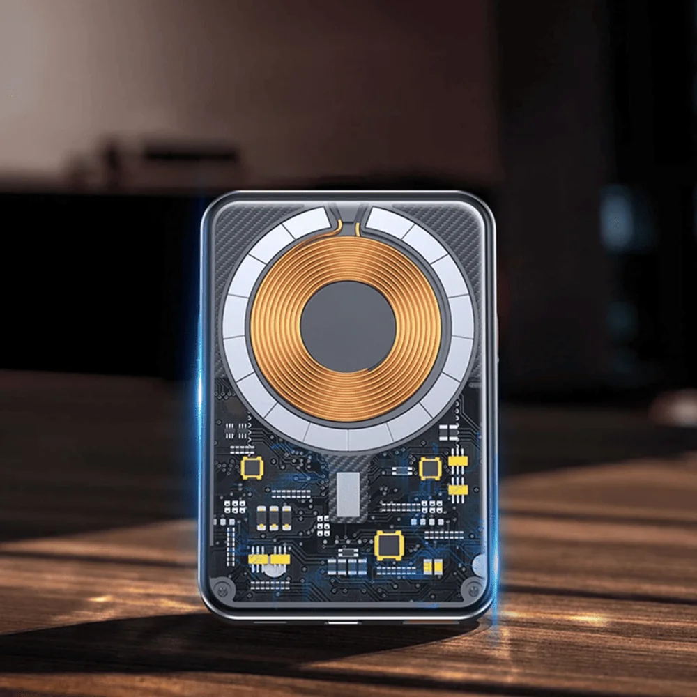 Power bank akumulator MagSafe 10000 mAh, bezprzewodowe ładowanie, metalowy, miedziany