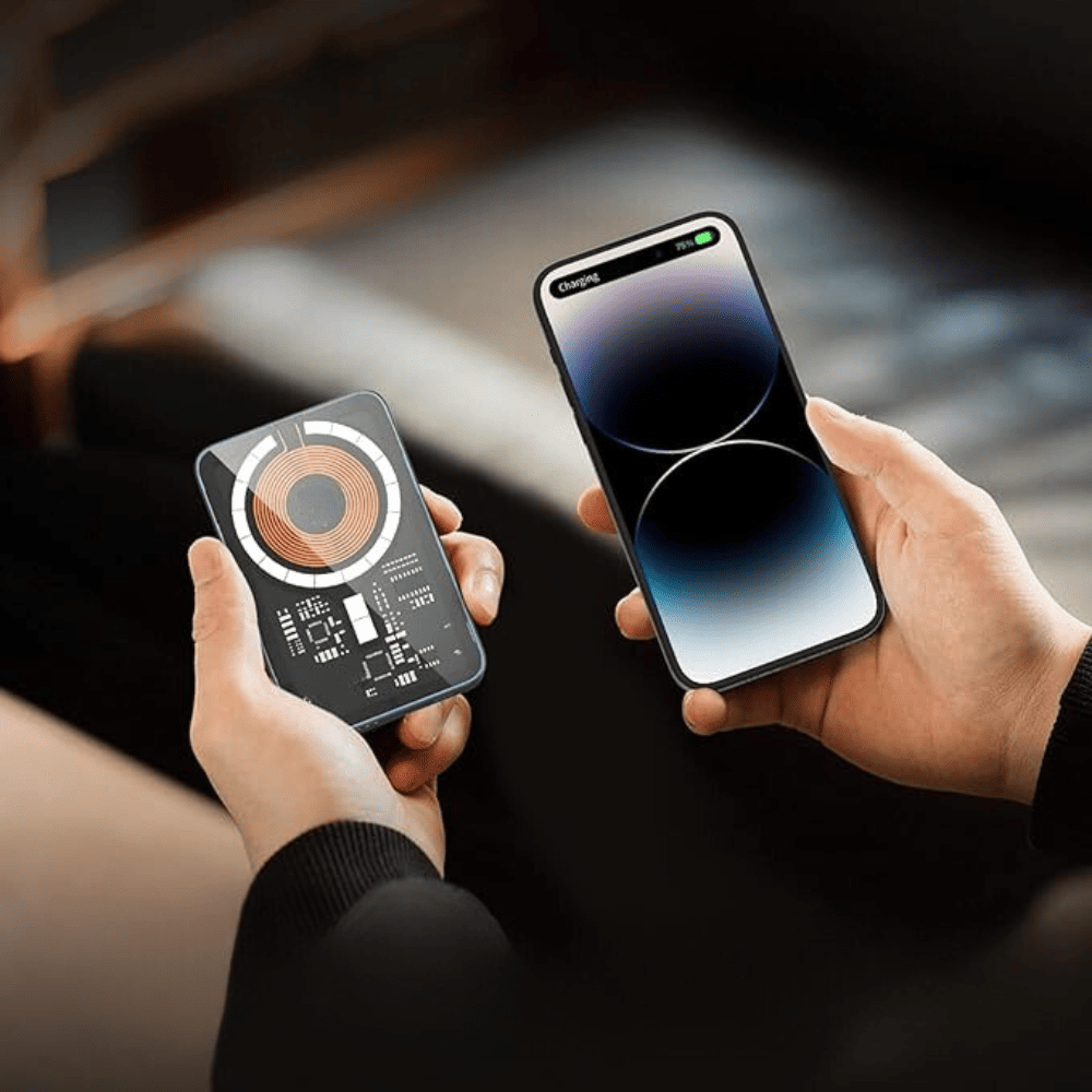 power bank akumulator magsafe 10000 mah, bezprzewodowe ładowanie, metalowy, miedziany