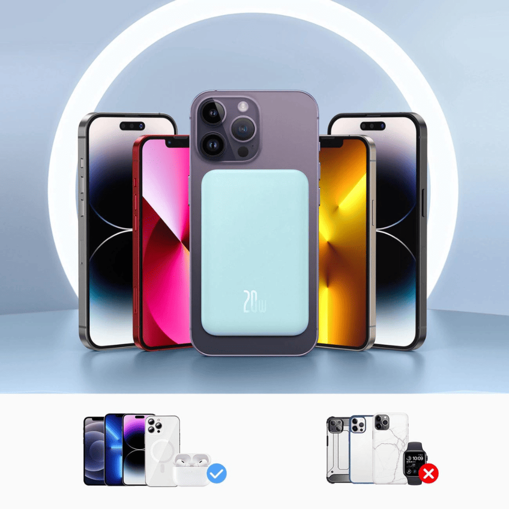 Power bank akumulator Magsafe 5000mAh ładowanie bezprzewodowe iPhone 16/15/14/13/12, niebieski