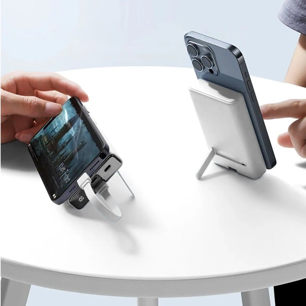 power bank akumulator magsafe do iphone 10000 mah z podstawką, 20w, biały