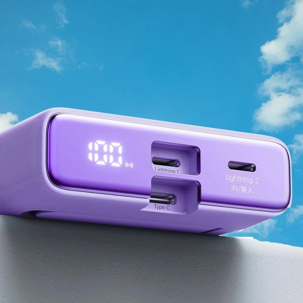 Power bank akumulator Magsafe do iPhone 10000 mAh z podstawką, 20W, fioletowy