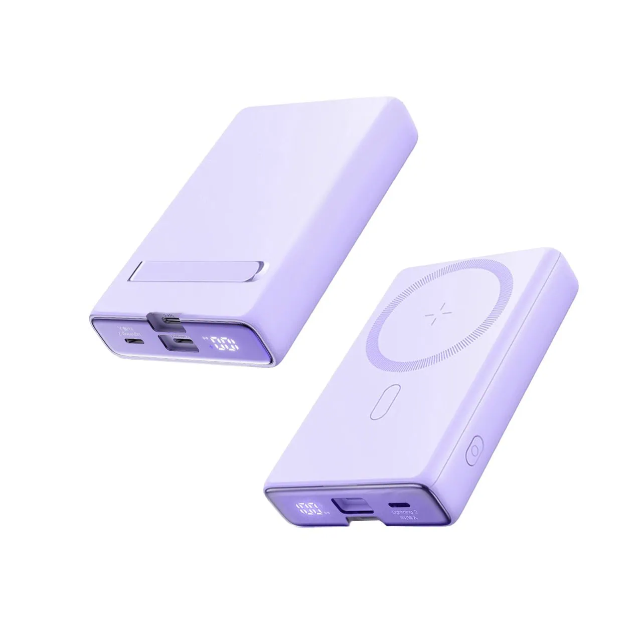 Power bank akumulator Magsafe do iPhone 10000 mAh z podstawką, 20W, fioletowy