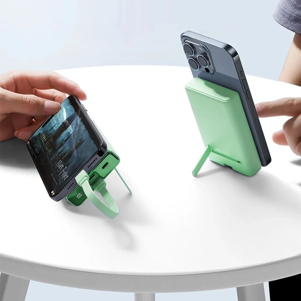 Power bank akumulator Magsafe do iPhone 10000 mAh z podstawką, 20W, jasno zielony