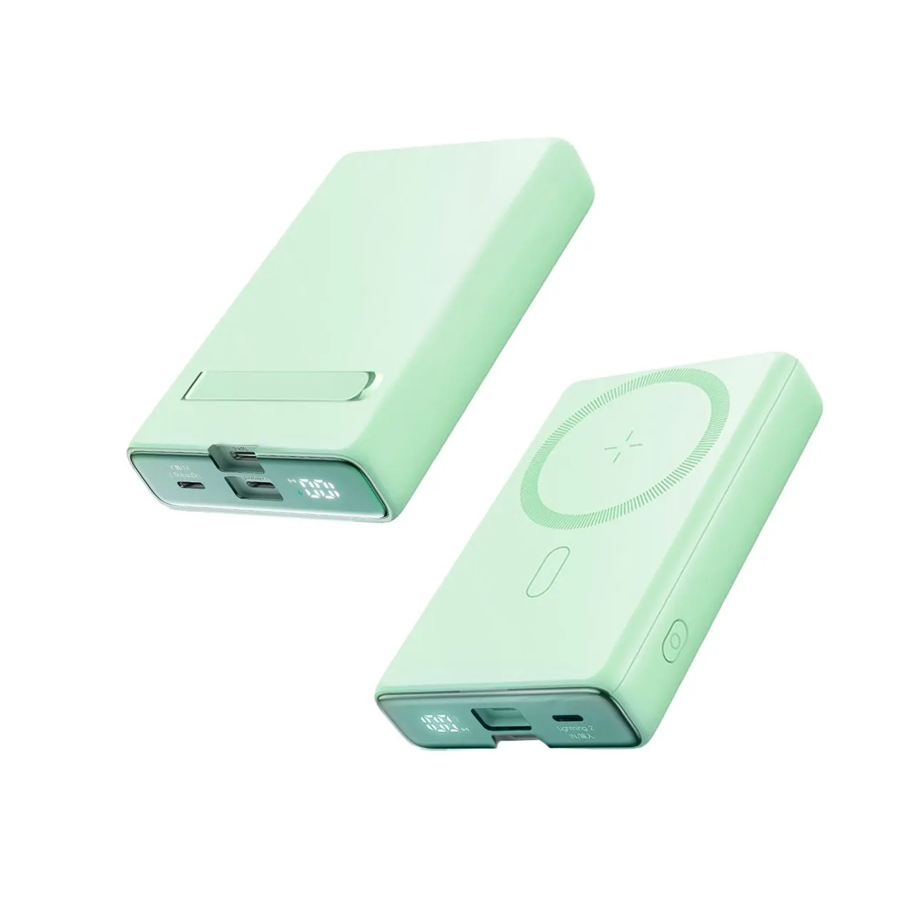 Power bank akumulator Magsafe do iPhone 10000 mAh z podstawką, 20W, jasno zielony