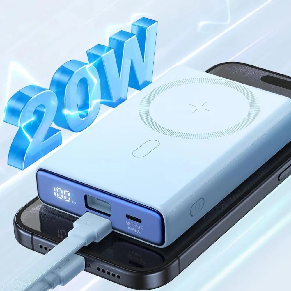 Power bank akumulator Magsafe do iPhone 10000 mAh z podstawką, 20W, niebieski