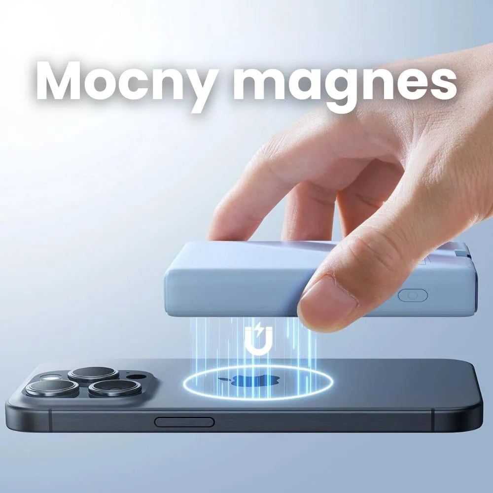 Power bank akumulator Magsafe do iPhone 10000 mAh z podstawką, 20W, niebieski
