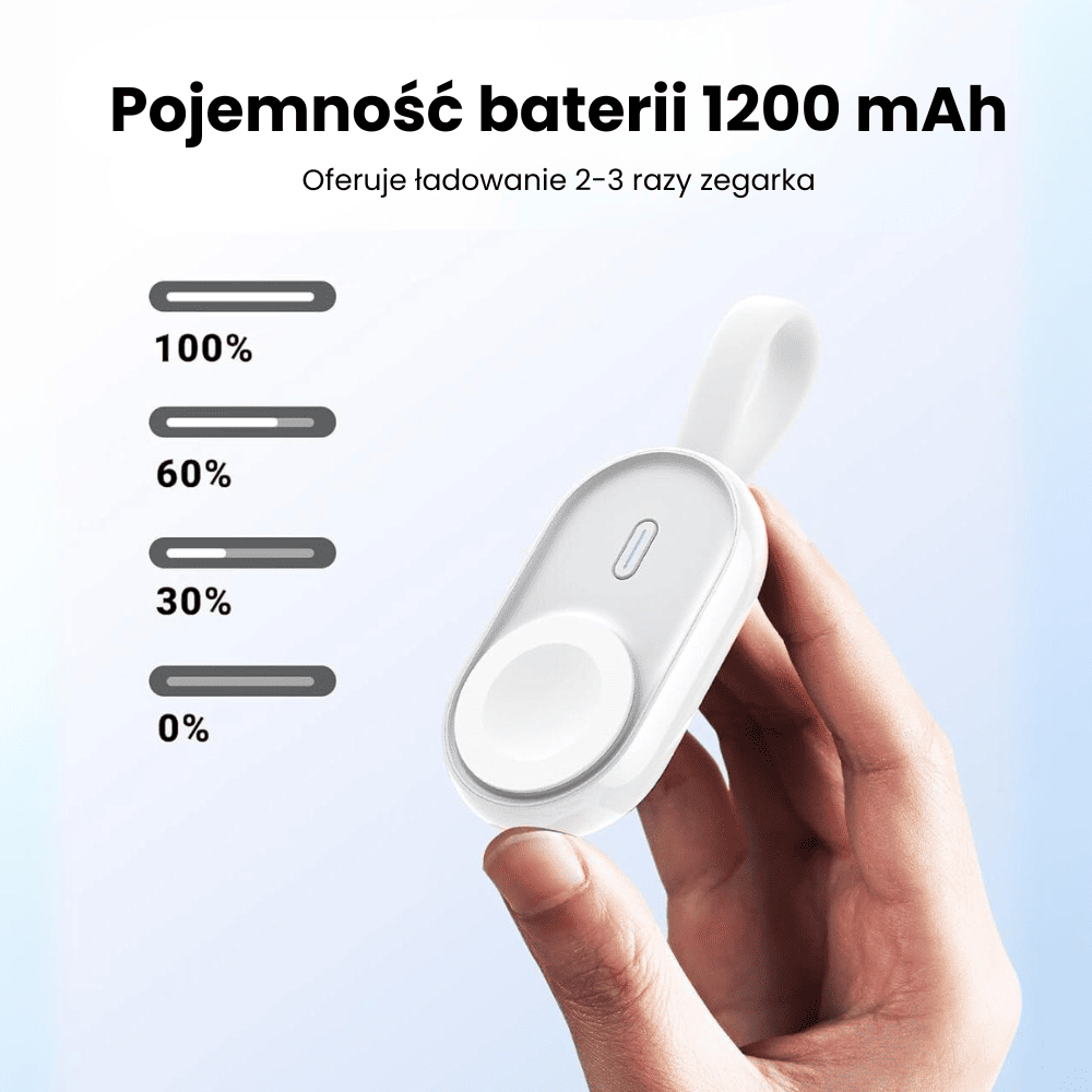 Power bank + ładowarka do zegarka Apple Watch, 1200 mAh, biały