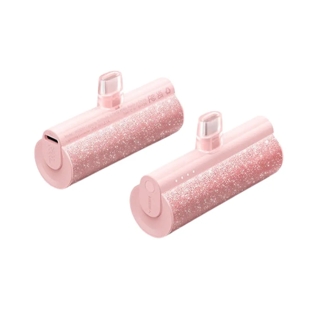 Power bank wpinany 5000 mAh do iPhone 15/16 (wszystkie modele), brokatowy różowy