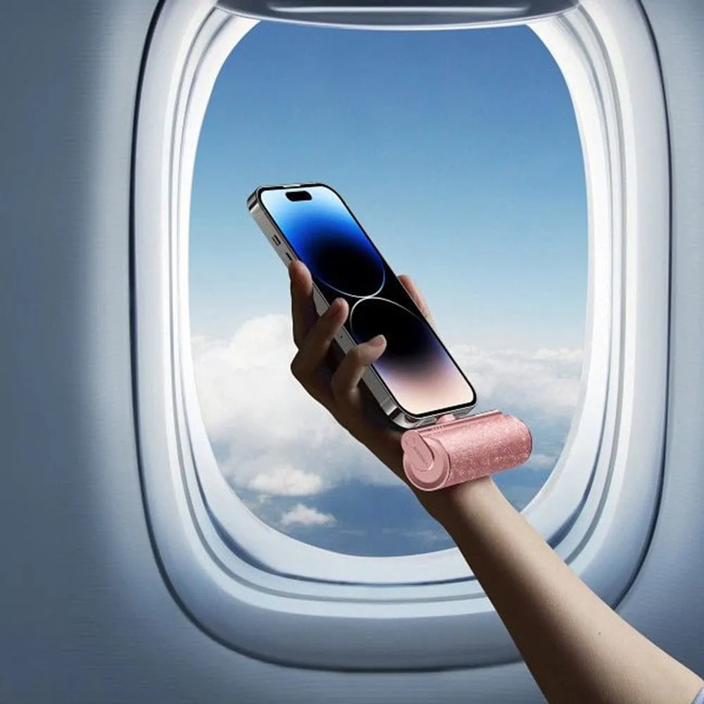 Power bank wpinany 5000 mAh do iPhone 15/16 (wszystkie modele), brokatowy różowy