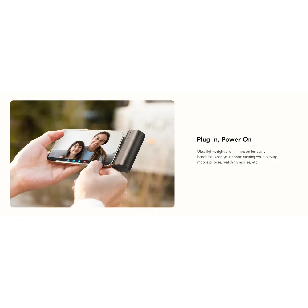 Power bank 5000 mAh wpinany do iPhone Lightning, PD 20W, czarny