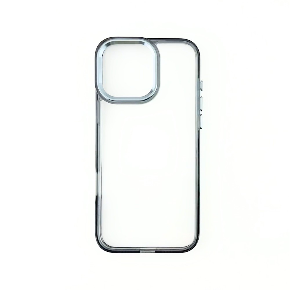 Etui do iPhone 15 Super Hybrid, twardy tył, metalowe ozdoby, czarne