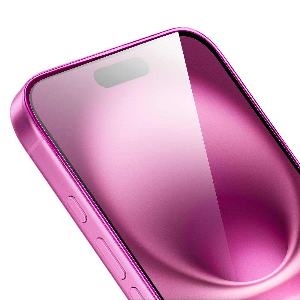 Szkło hartowane 9H do iPhone 16, twarde wzmocnione z metalizowaną różową ramką