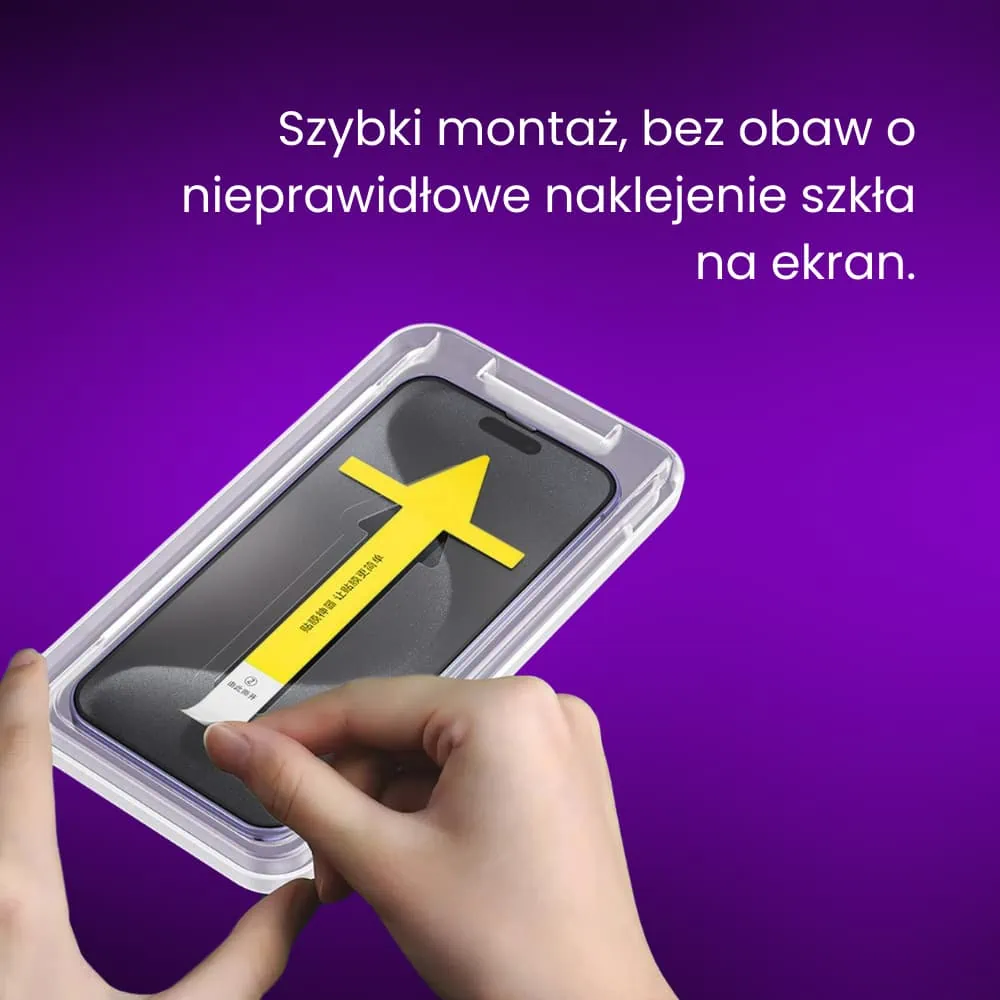 Szkło hartowane na ekran 9H do iPhone 15 Pro z aplikatorem