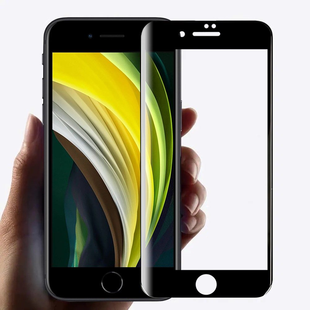Szkło najtrwalsze kompozytowe z powłoką ceramiczną na cały ekran 5D z ramką do iPhone SE2020/8/7