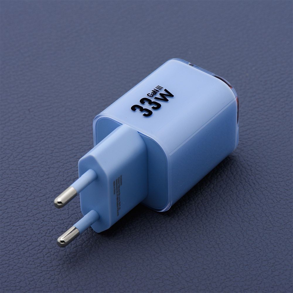 Szybka ładowarka 33W USB Typ C + USB A z kablem 2x USB Typ C do iPhone 15/16, niebieska