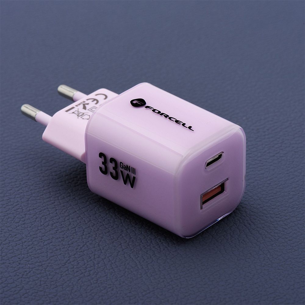Szybka ładowarka 33W USB Typ C + USB A z kablem 2x USB Typ C do iPhone 15/16, różowa