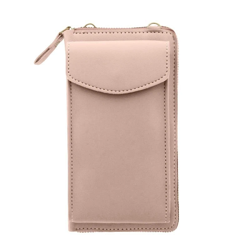 Torebka do iPhone, ze smyczą i portfelem, różowa