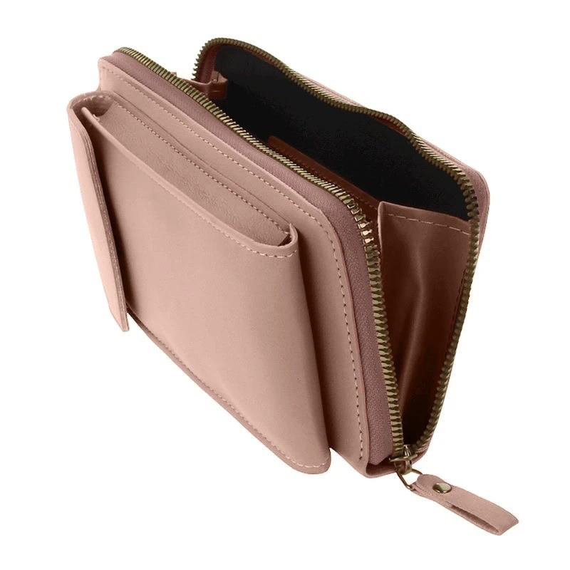 Torebka do iPhone, ze smyczą i portfelem, różowa