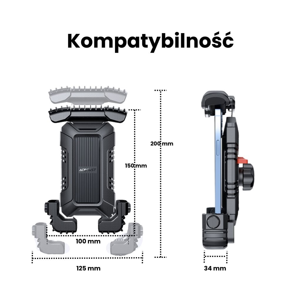 Mocny uchwyt do telefonu na rower, hulajnogę, motocykl do kierownicy, czarny