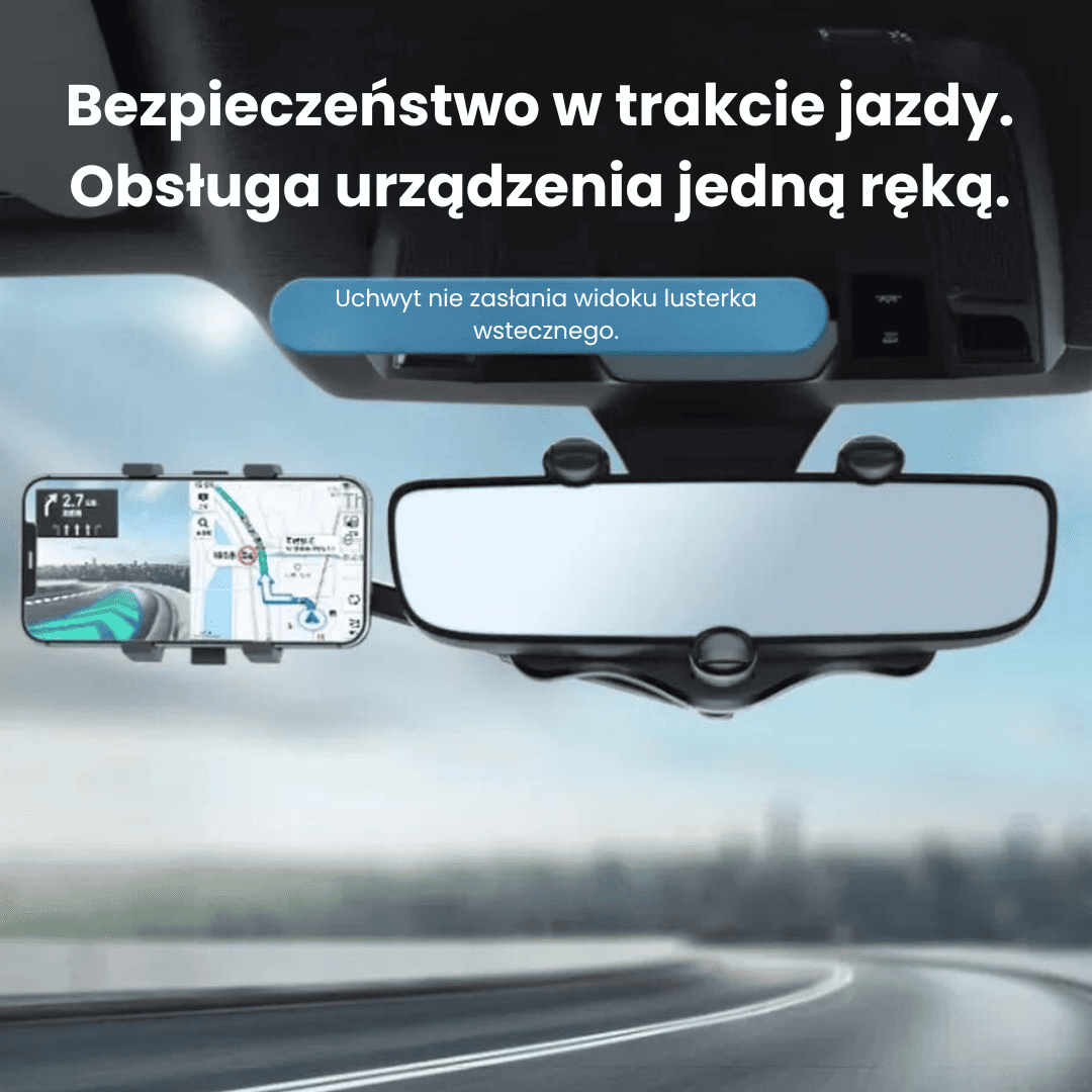 Uchwyt samochodowy regulowany na lusterko wsteczne, czarny