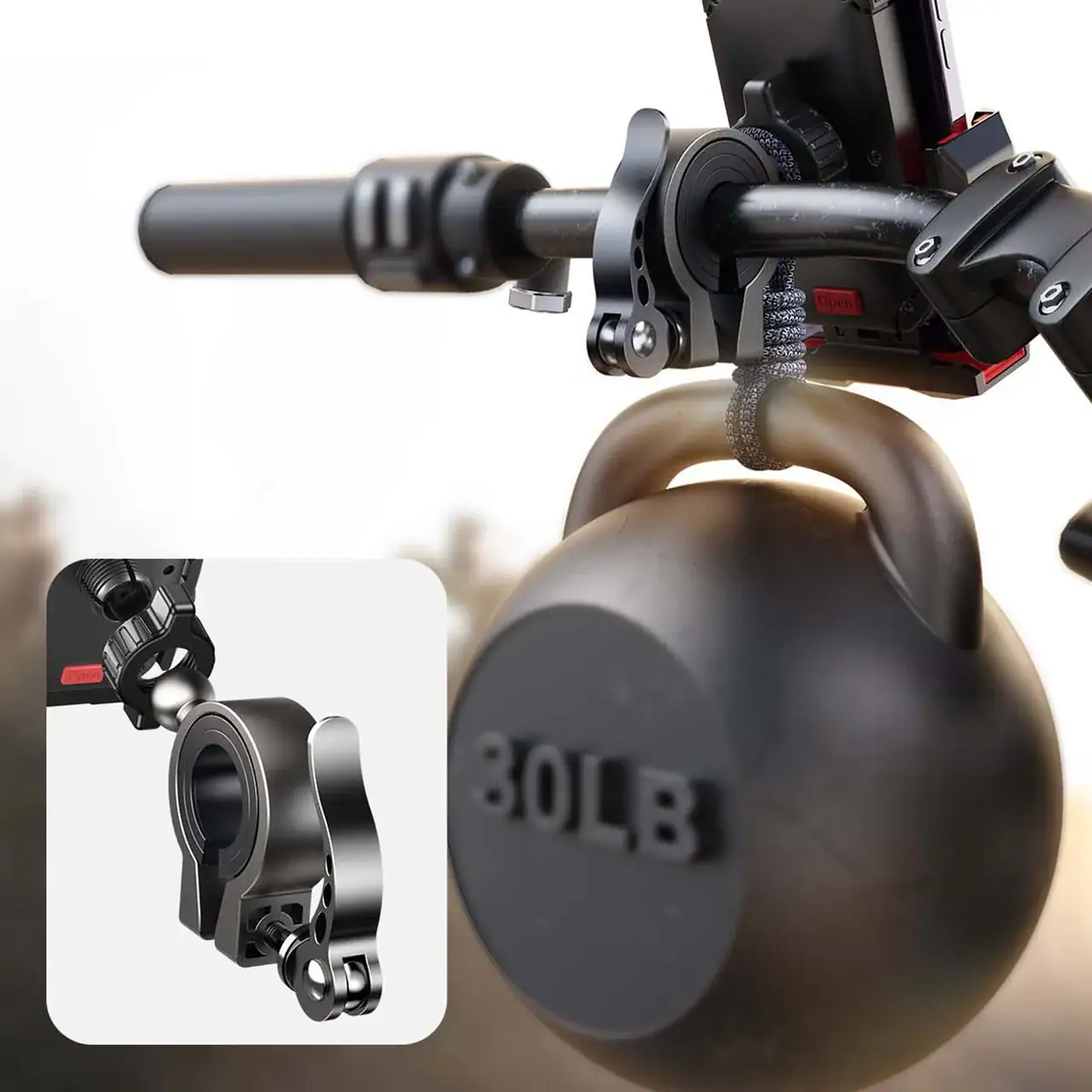 Uchwyt rowerowy do telefonu, pancerny, czarny