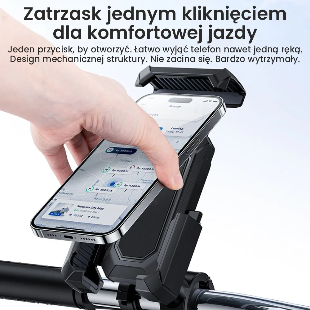 Uchwyt rowerowy do telefonu z daszkiem, czarny