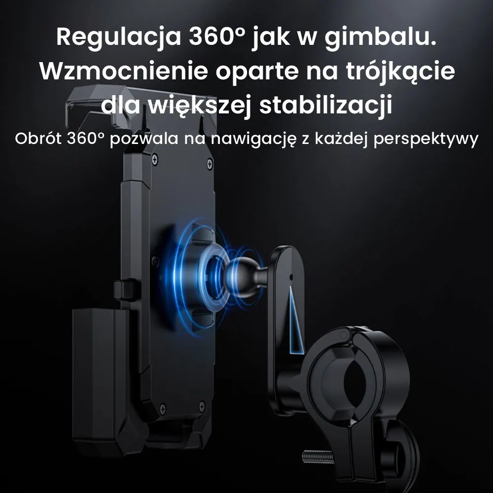 Uchwyt rowerowy do telefonu z daszkiem, czarny