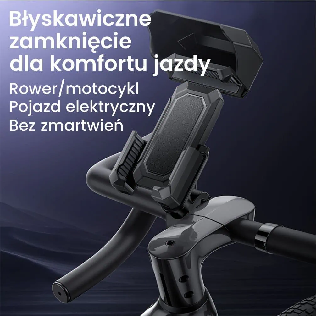 Uchwyt rowerowy do telefonu z daszkiem, czarny