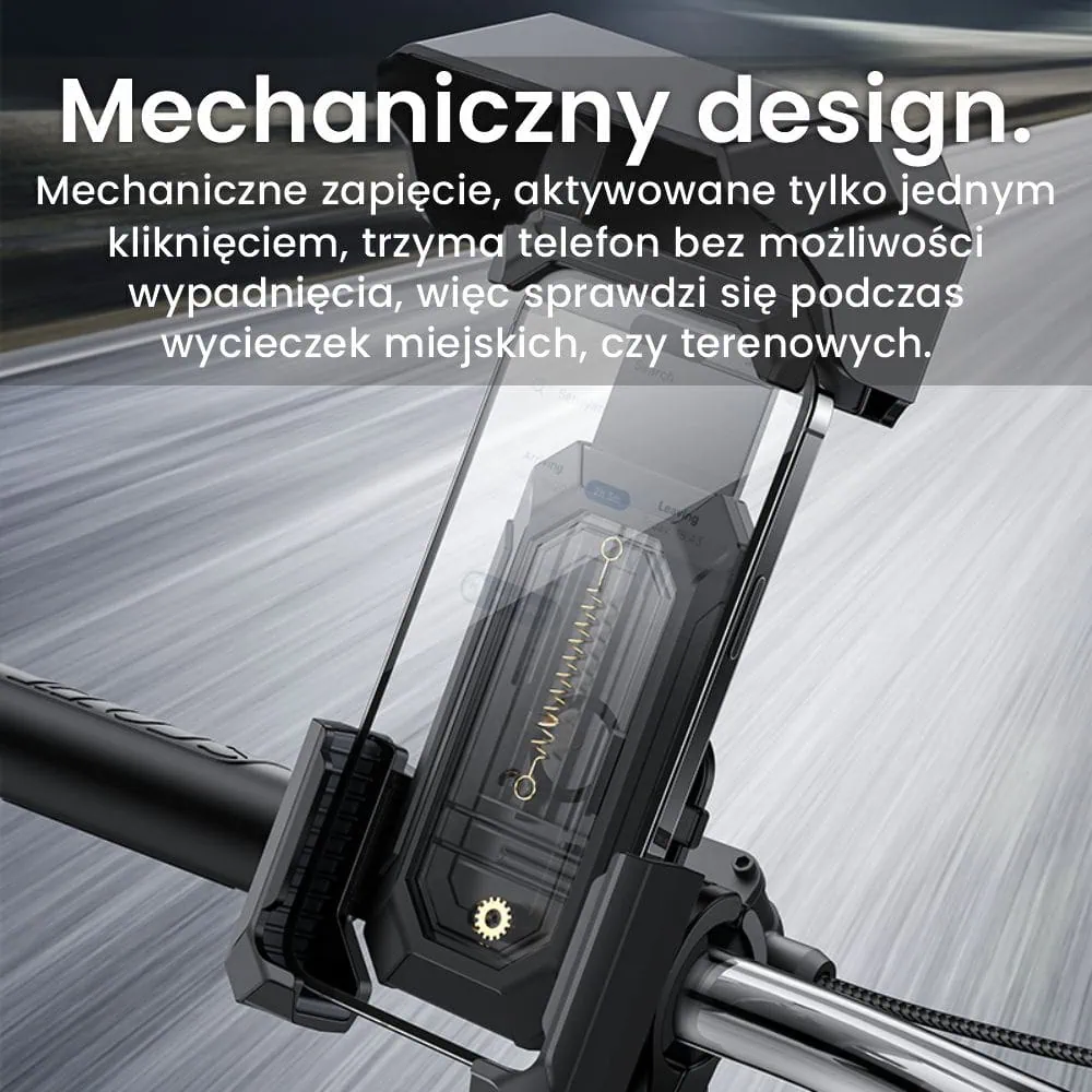 Uchwyt rowerowy do telefonu z daszkiem, czarny