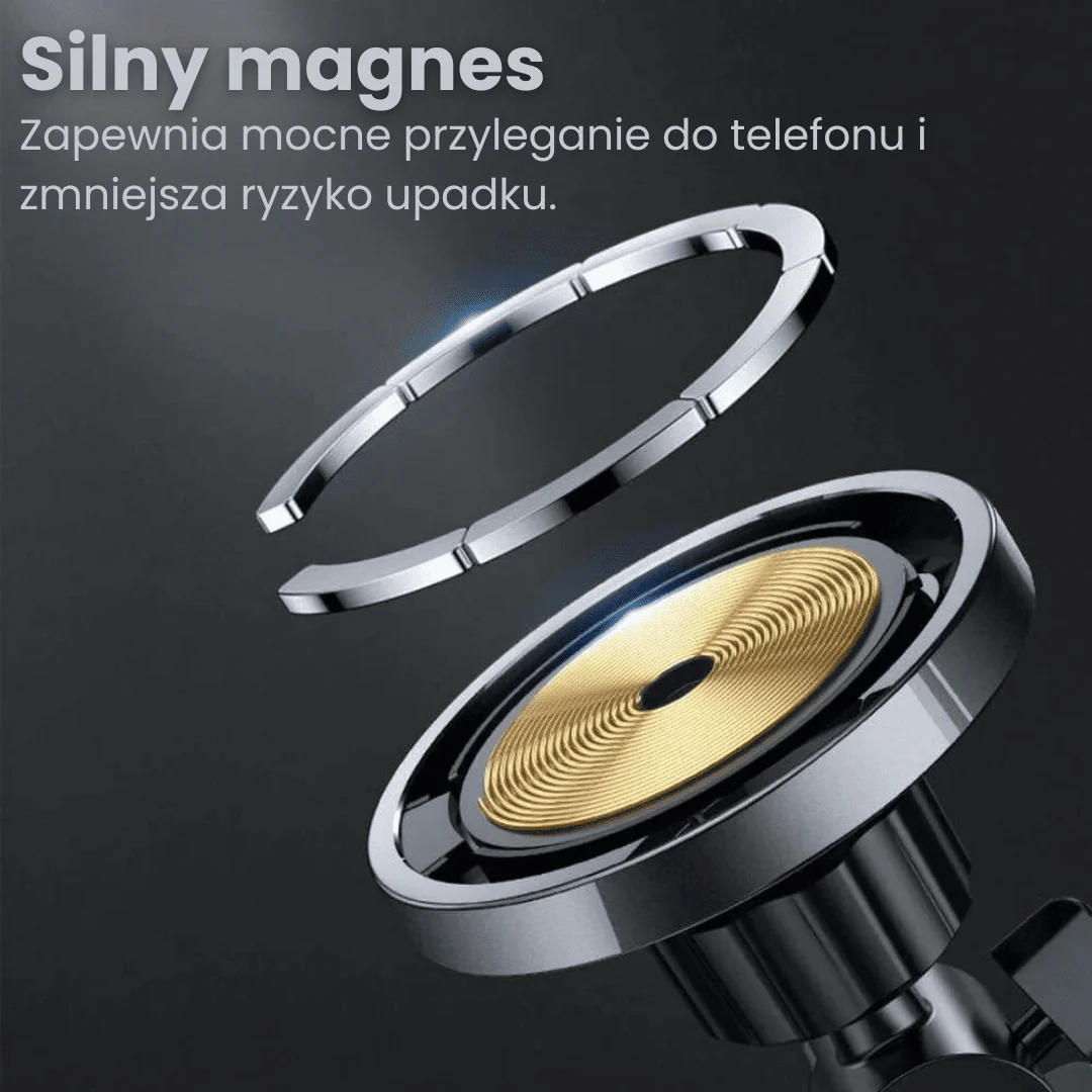 Uchwyt samochodowy do telefonu z ładowarką indukcyjną Qi 15W (kompatybilne z technologią MagSafe), do kratki nawiewu, czarny