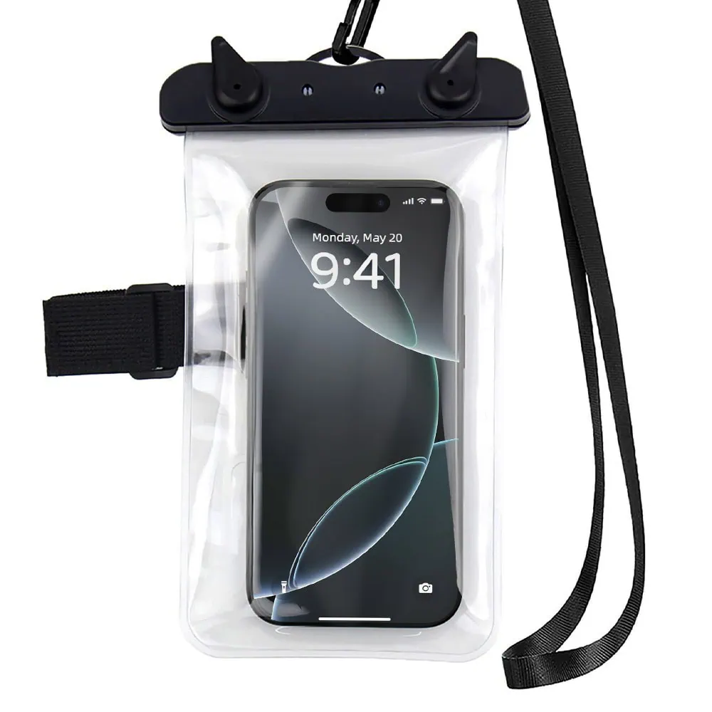 Wodoodporny pokrowiec do iPhone, szczelny, ze smyczą, czarny